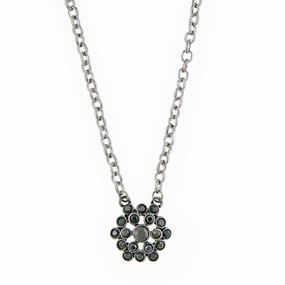 1928 Jewelry Hematite Cluster Pendant Necklace 16"   3" Extender