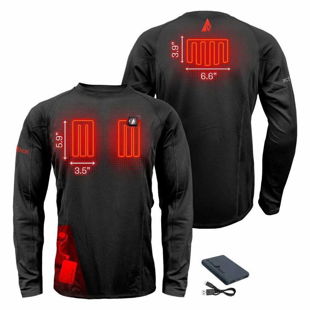 ActionHeat AH-BLT-5V-01 5V Heated Base Layer Long-Sleeve Shirt for Men - Black - 3XL