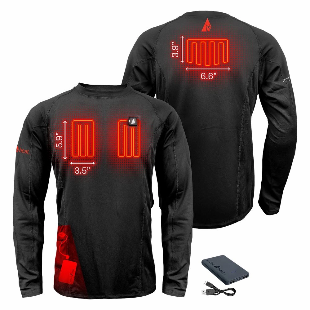ActionHeat AH-BLT-5V-M 5V Heated Base Layer Long-Sleeve Shirt for Men, Black, M
