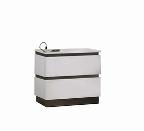 Allister Night Table - White, Gunmetal Grey