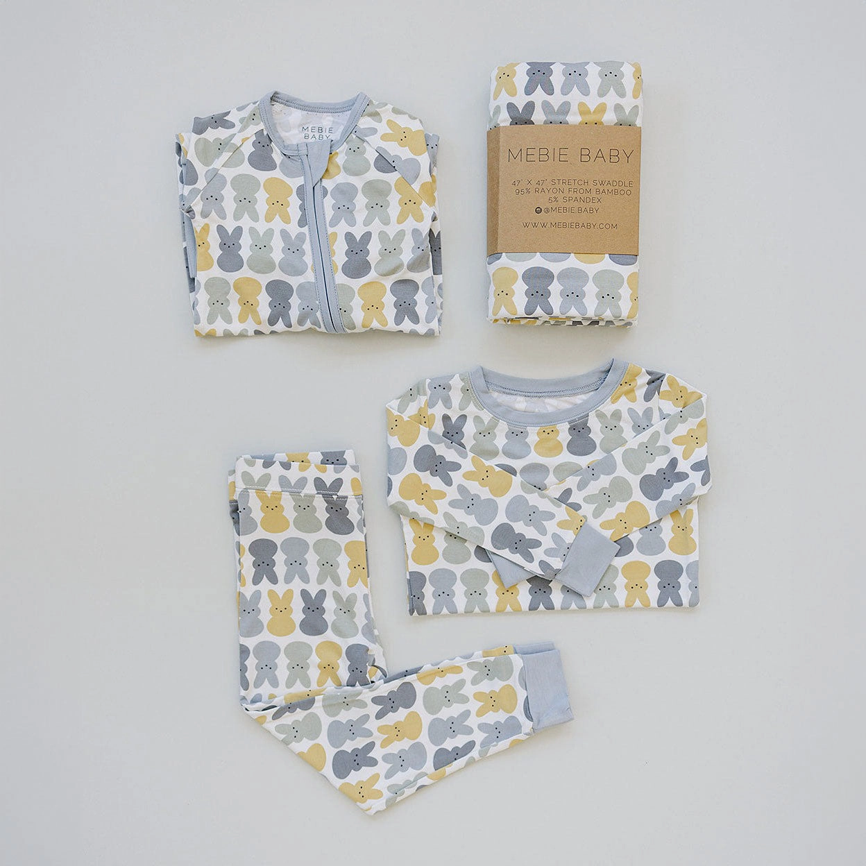 Bamboo Two-Piece Cozy Set - Dusty Blue Bunny