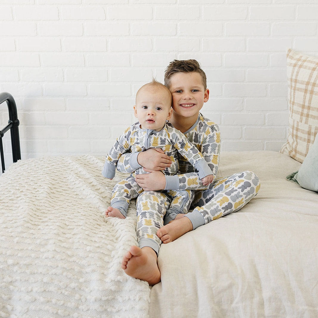 Bamboo Two-Piece Cozy Set - Dusty Blue Bunny