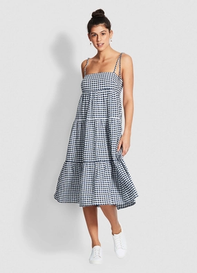 Beach Edit Ally Gingham Dress - Blue