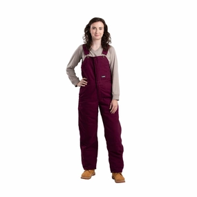 Berne Softstone Duck Insulated Bib Overalls for Ladies - Plum - L - Regular