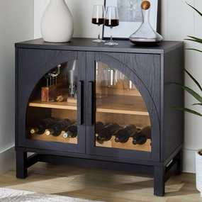 Better Homes & Gardens BHS336249972035 Juliet Arc Door Bar Cabinet, Black Wood