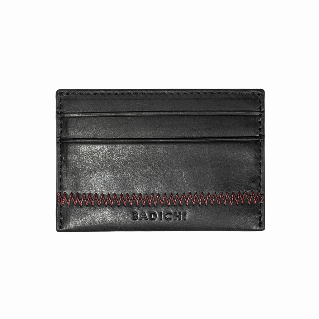 Black Denim Leather Card Case