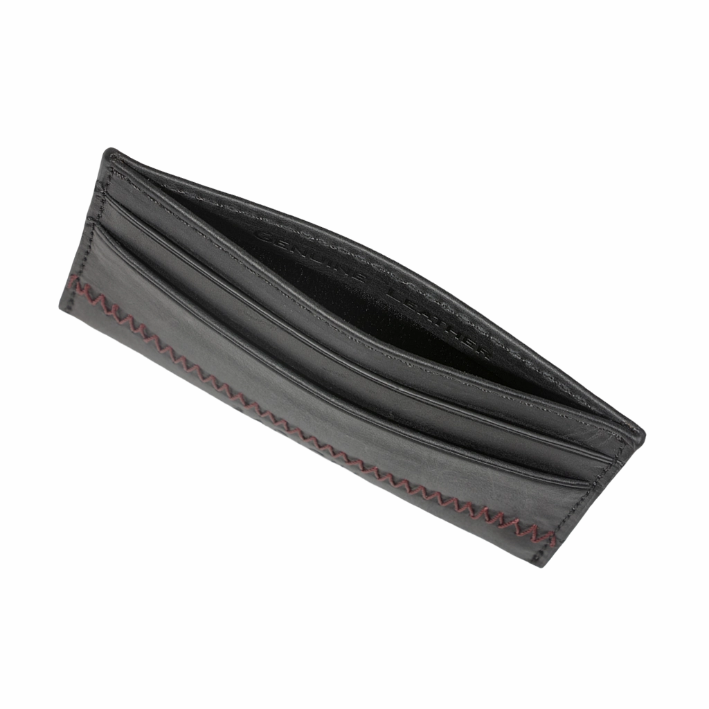 Black Denim Leather Card Case