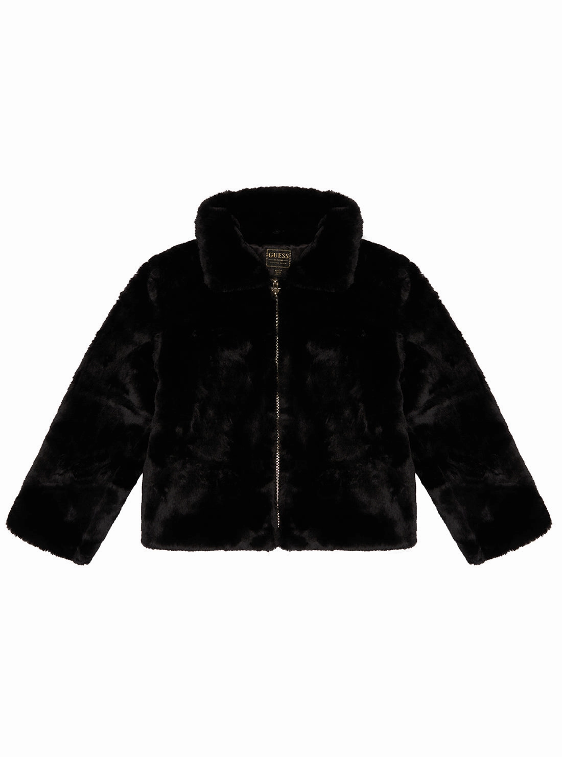 Black Faux Fur Long Sleeves Jacket (2-7)