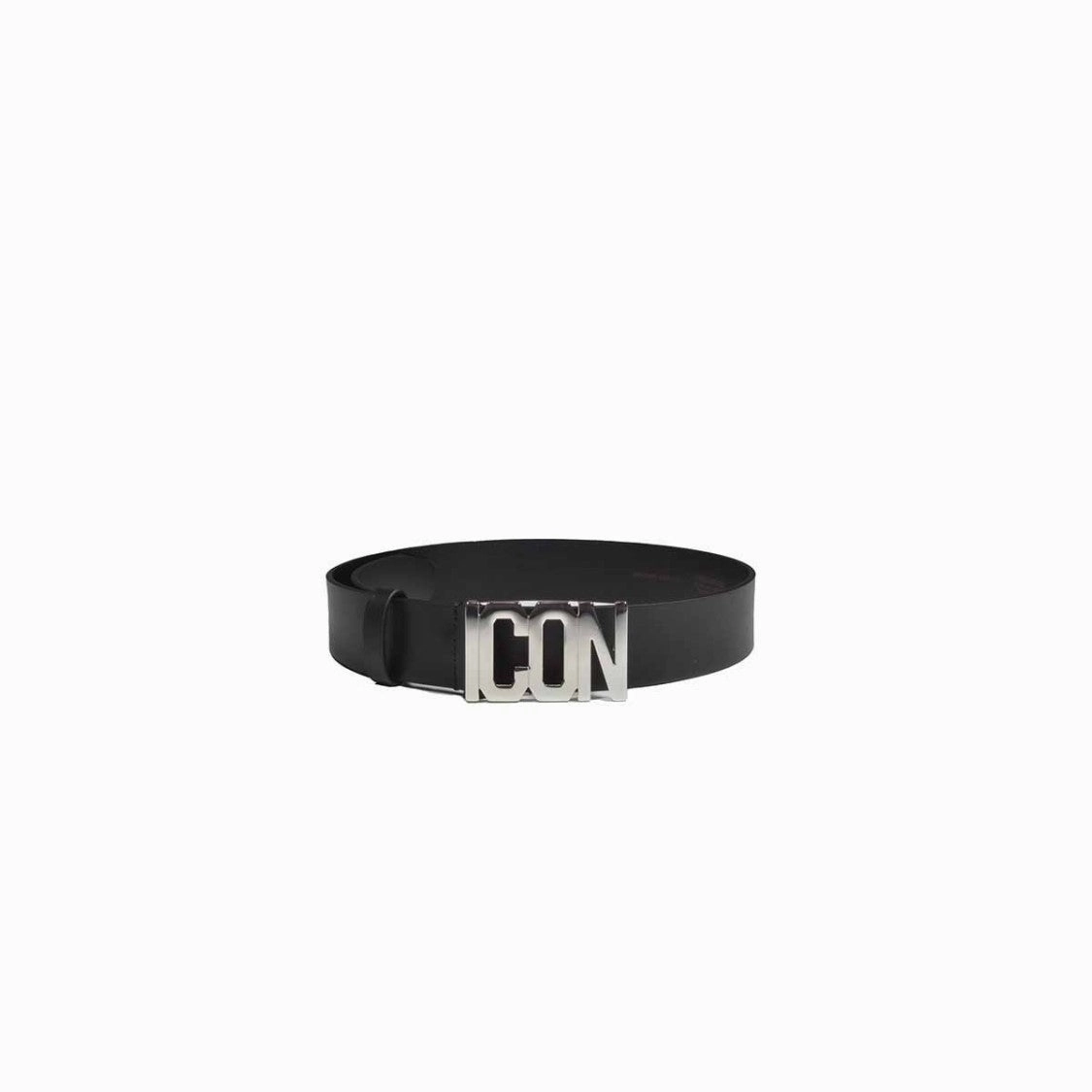 Black Leather Be Icon Plaque Belt