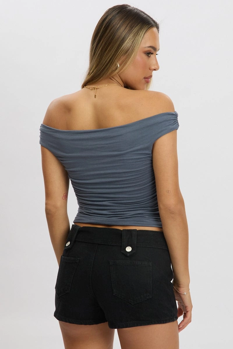 Blue Off Shoulder Top