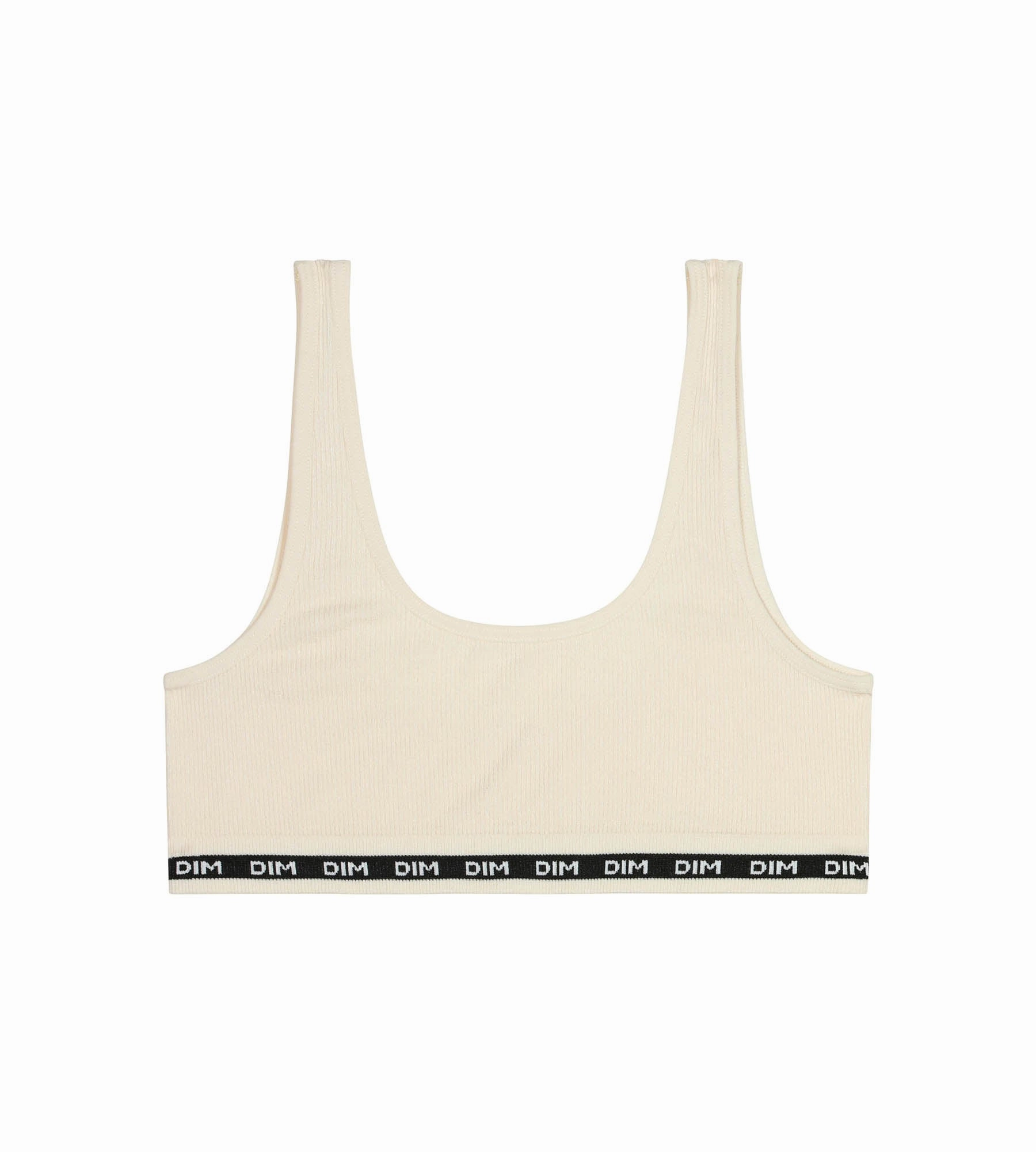 Brassière fille en tissu côtelé Beige Ivoire Dim Icons