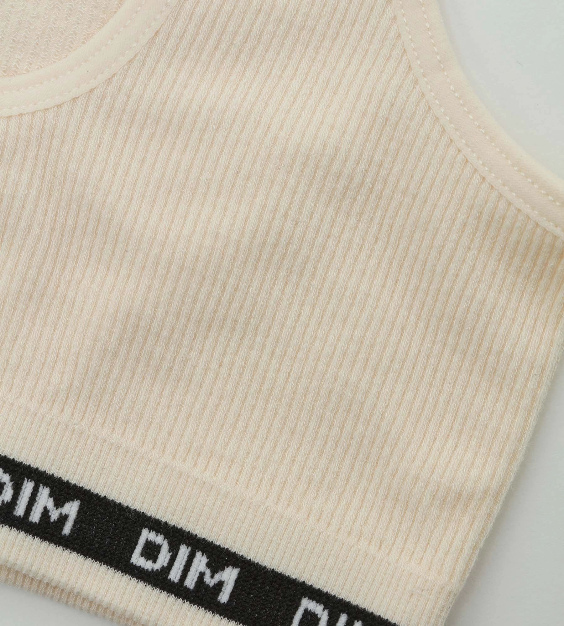 Brassière fille en tissu côtelé Beige Ivoire Dim Icons