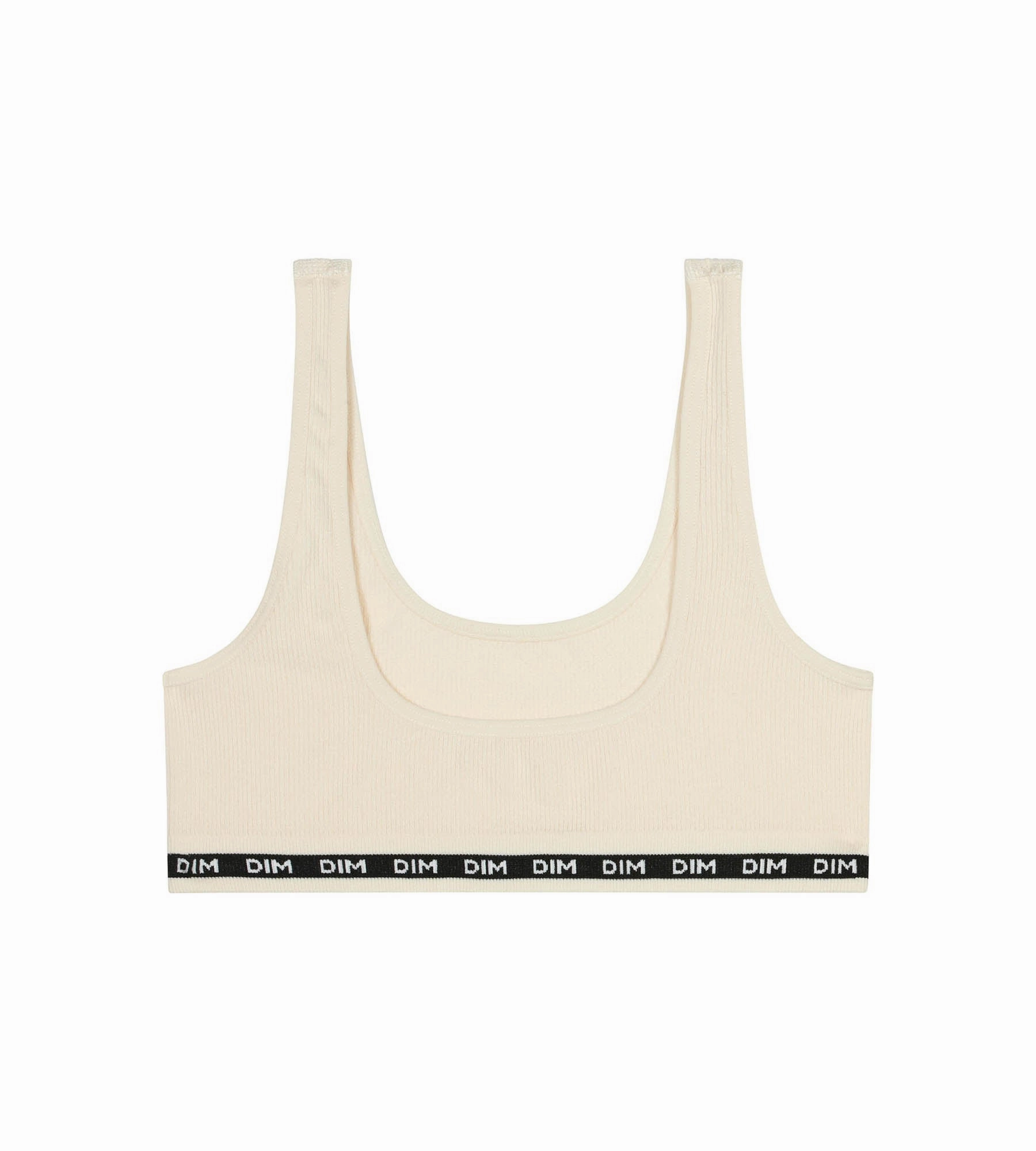 Brassière fille en tissu côtelé Beige Ivoire Dim Icons