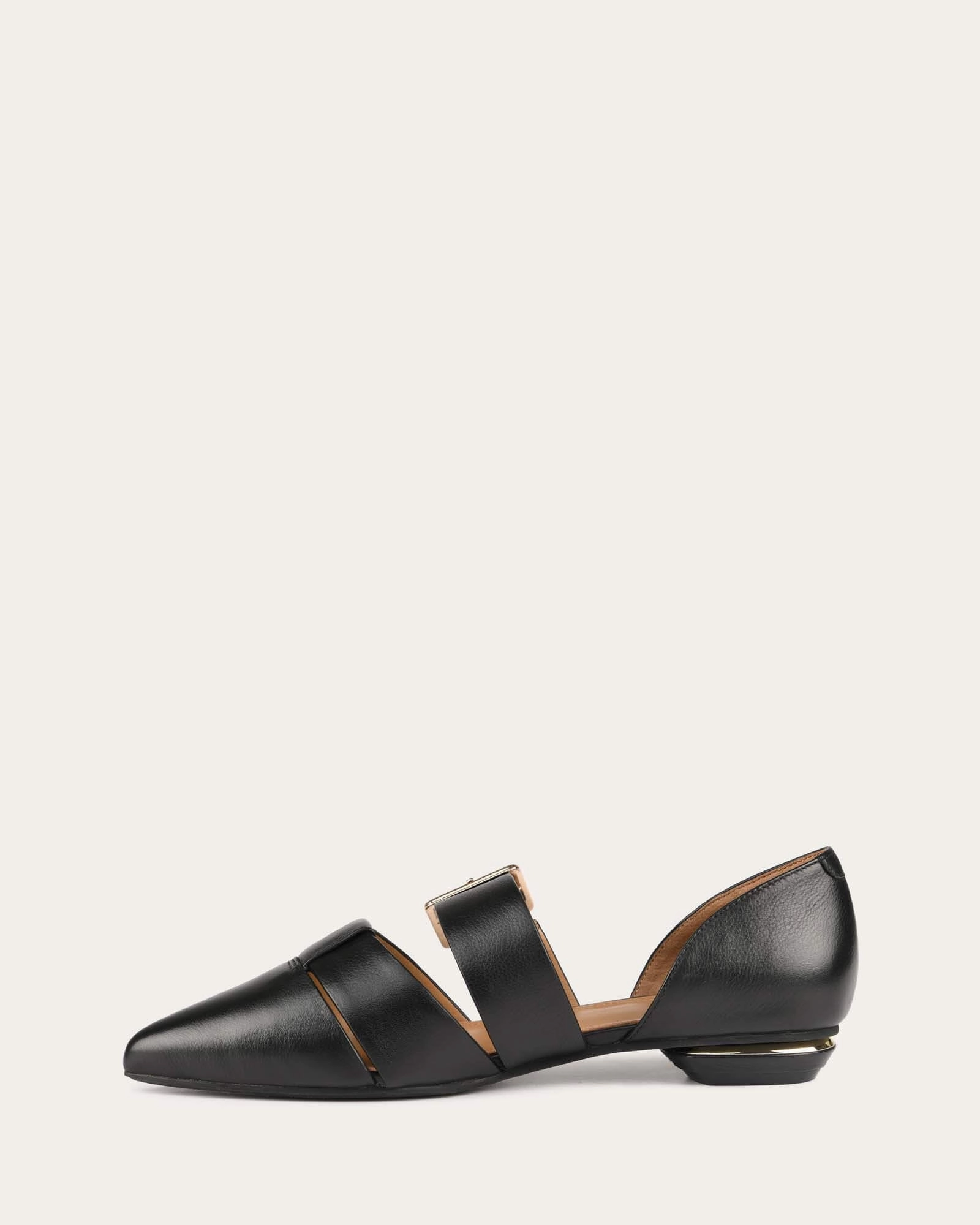 CARLA DRESS FLATS BLACK LEATHER