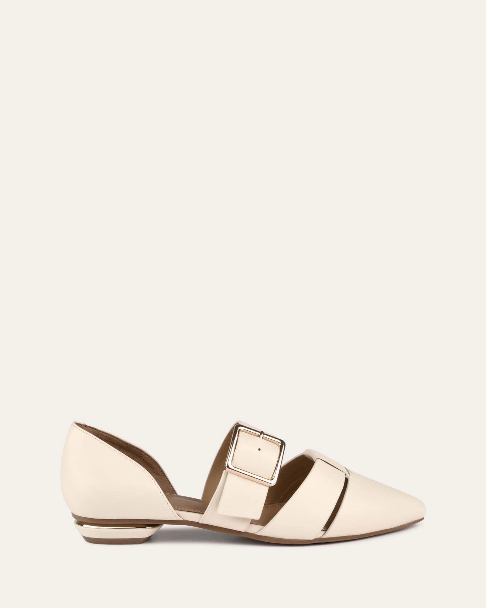 CARLA DRESS FLATS OFF WHITE LEATHER