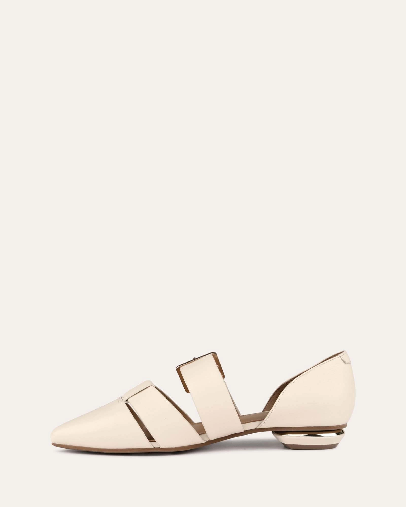 CARLA DRESS FLATS OFF WHITE LEATHER