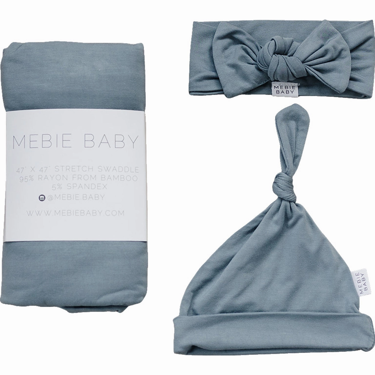 Dusty Blue Bamboo Hat or Head Wrap Set