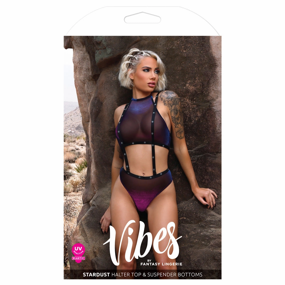 Fantasy Lingerie Vibes Stardust Halter Top & Suspender Bottoms
