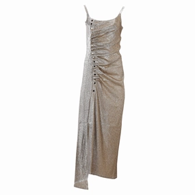 Gold snap button maxi dress