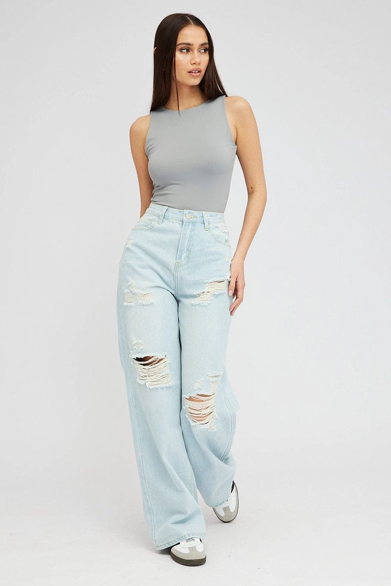 Grey Supersoft Bodysuit Sleeveless