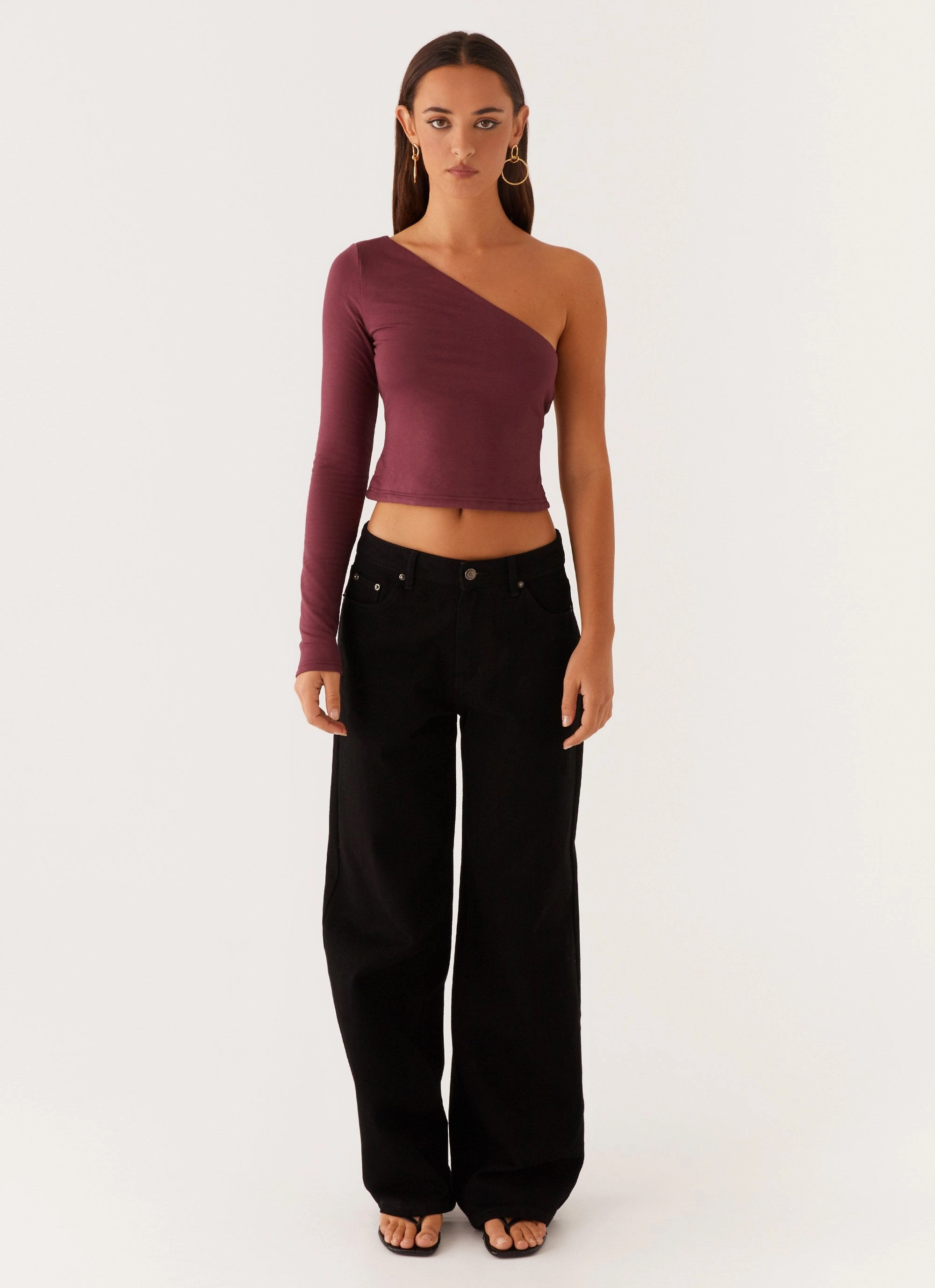 Hawkins Open Back One Shoulder Top - Mulberry