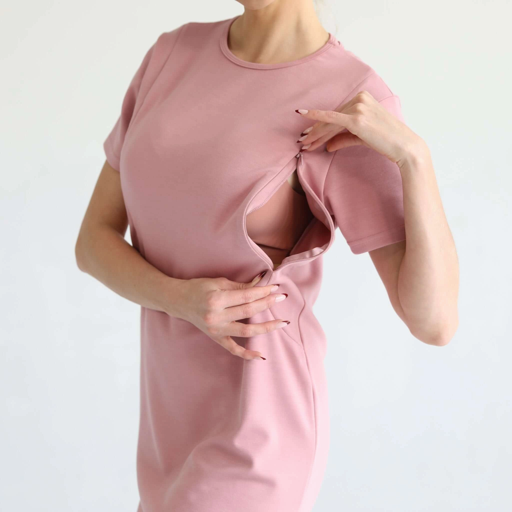 Isla Nursing T-Shirt Dress  | Toasted Mauve