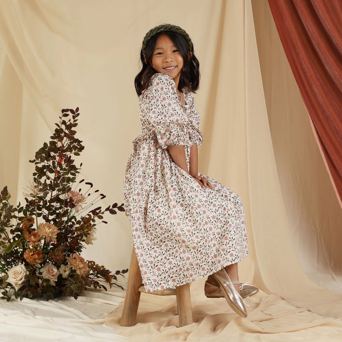 Junie Dress - Poppy Bloom - Ecru - FINAL SALE