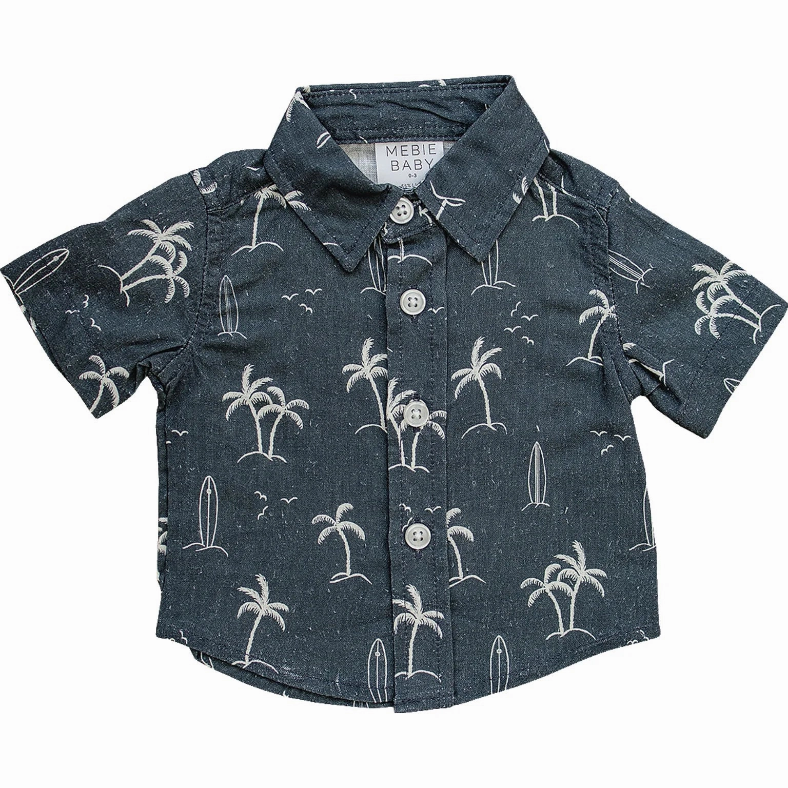Linen Button Up Shirt - Navy Surfer