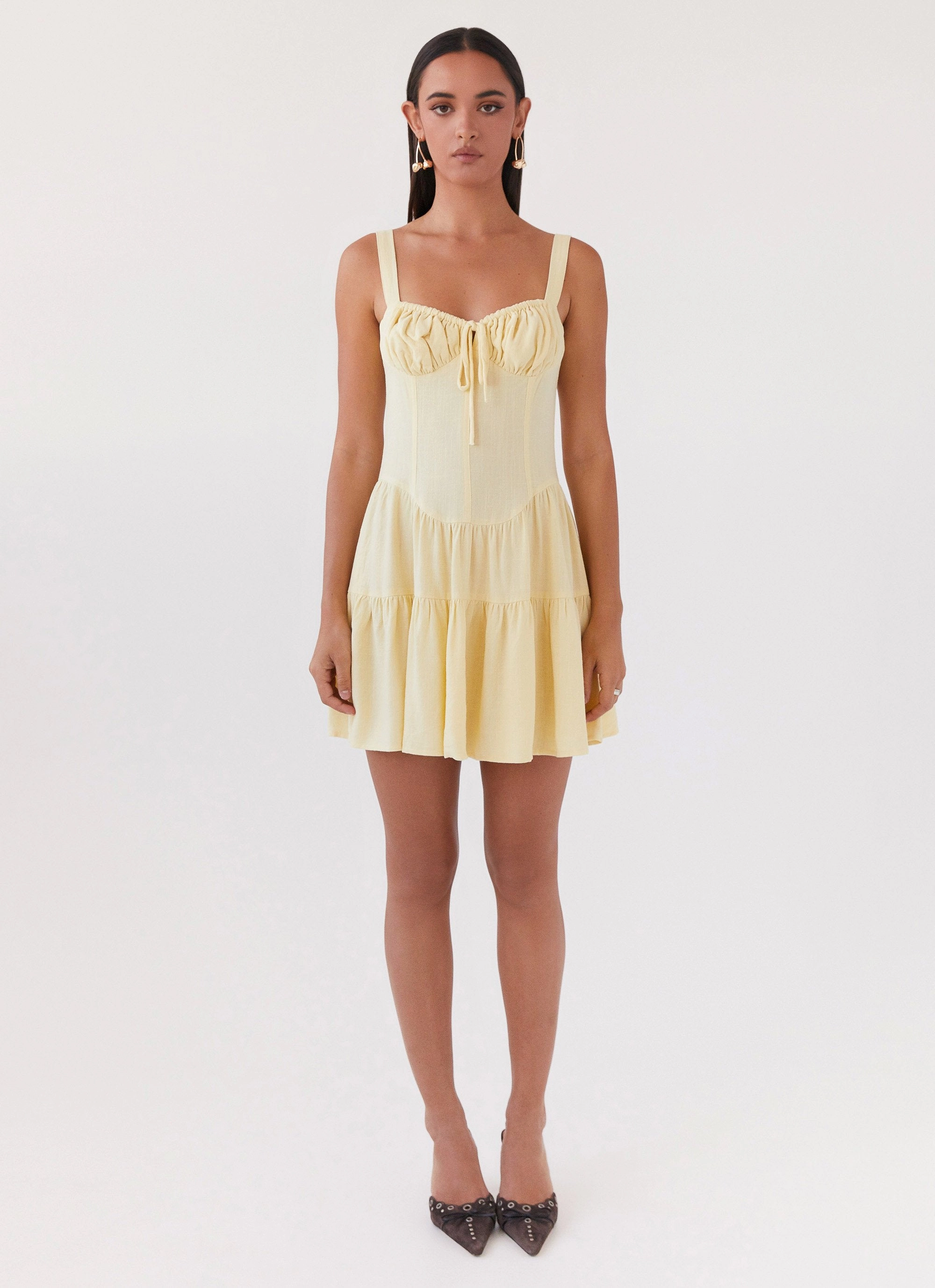 Lucie Linen Mini Dress - Yellow