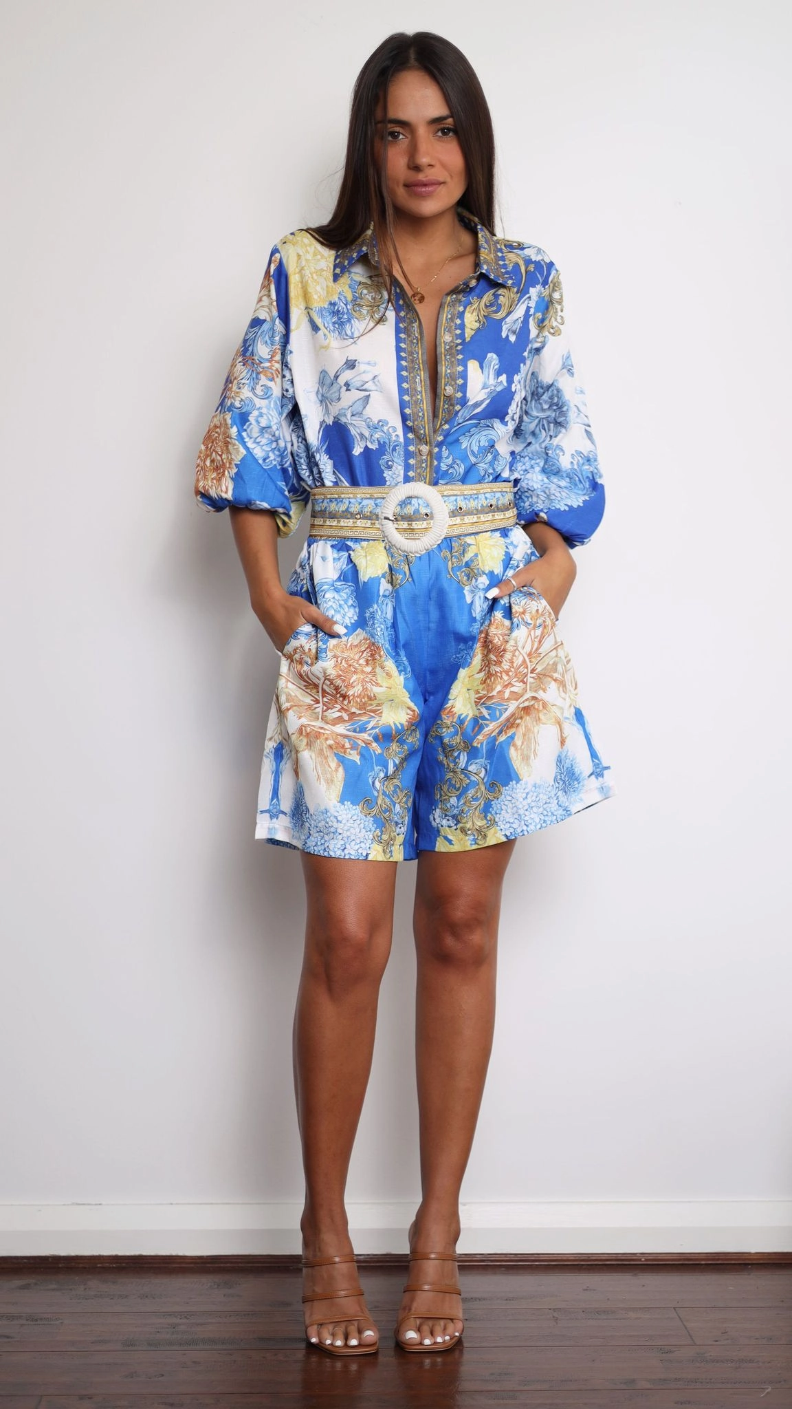 Lue Shorts - Blue/White Print