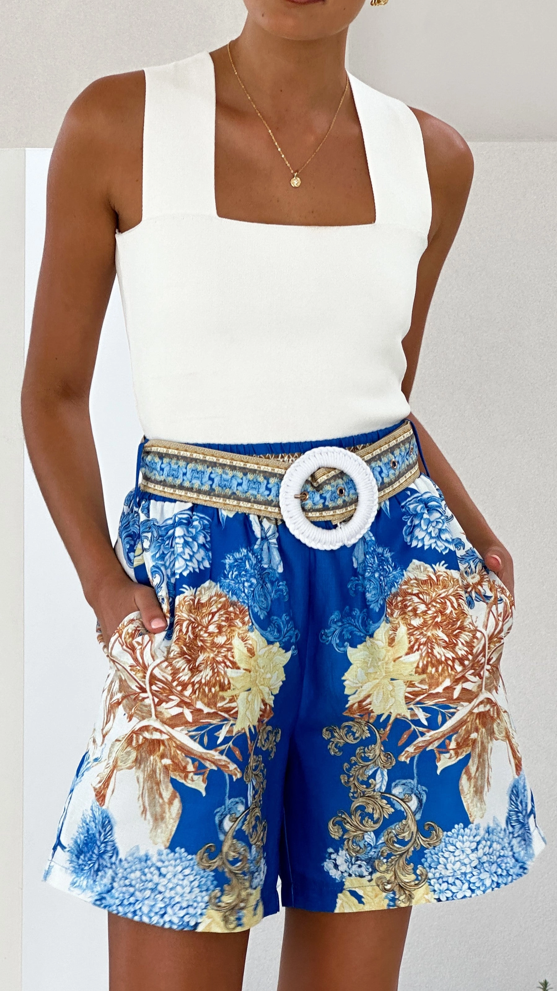 Lue Shorts - Blue/White Print