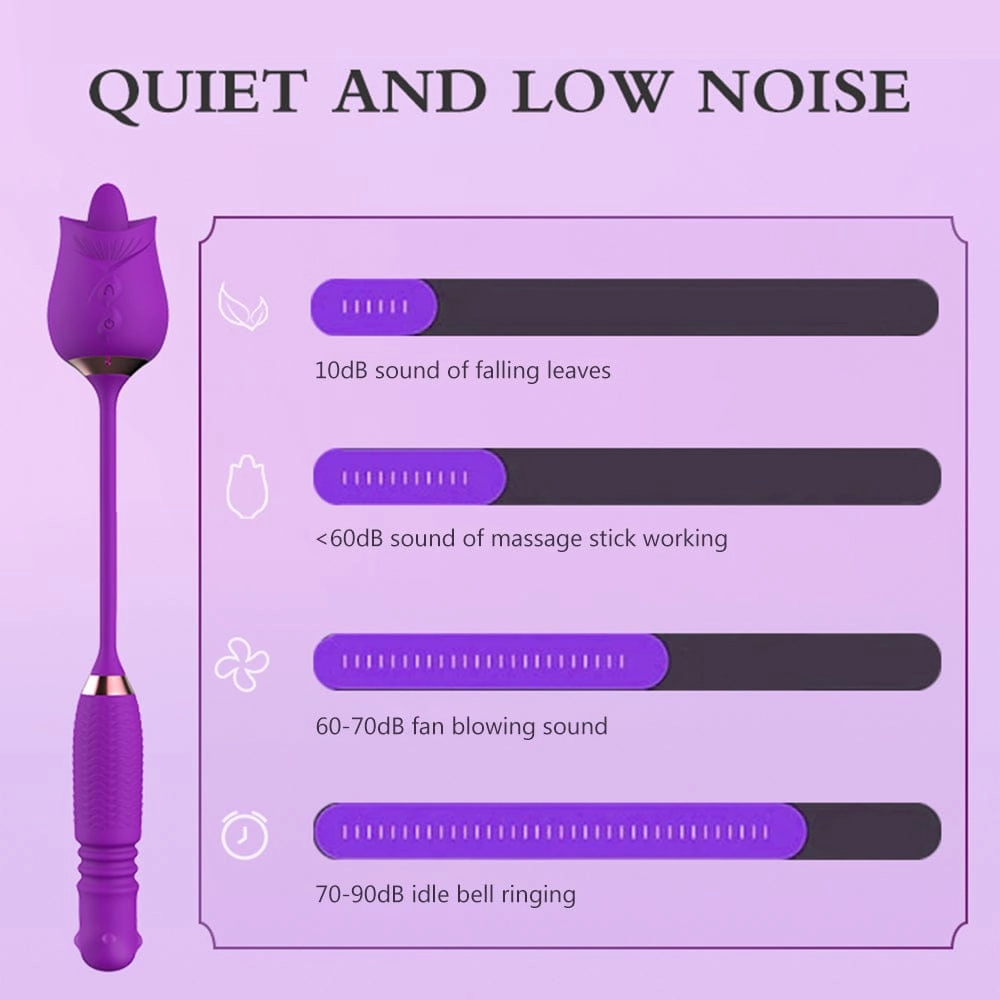 Lurevibe - Purple Rose Toy Rotating Pearls Telescopic Tongue-licking Vibrator