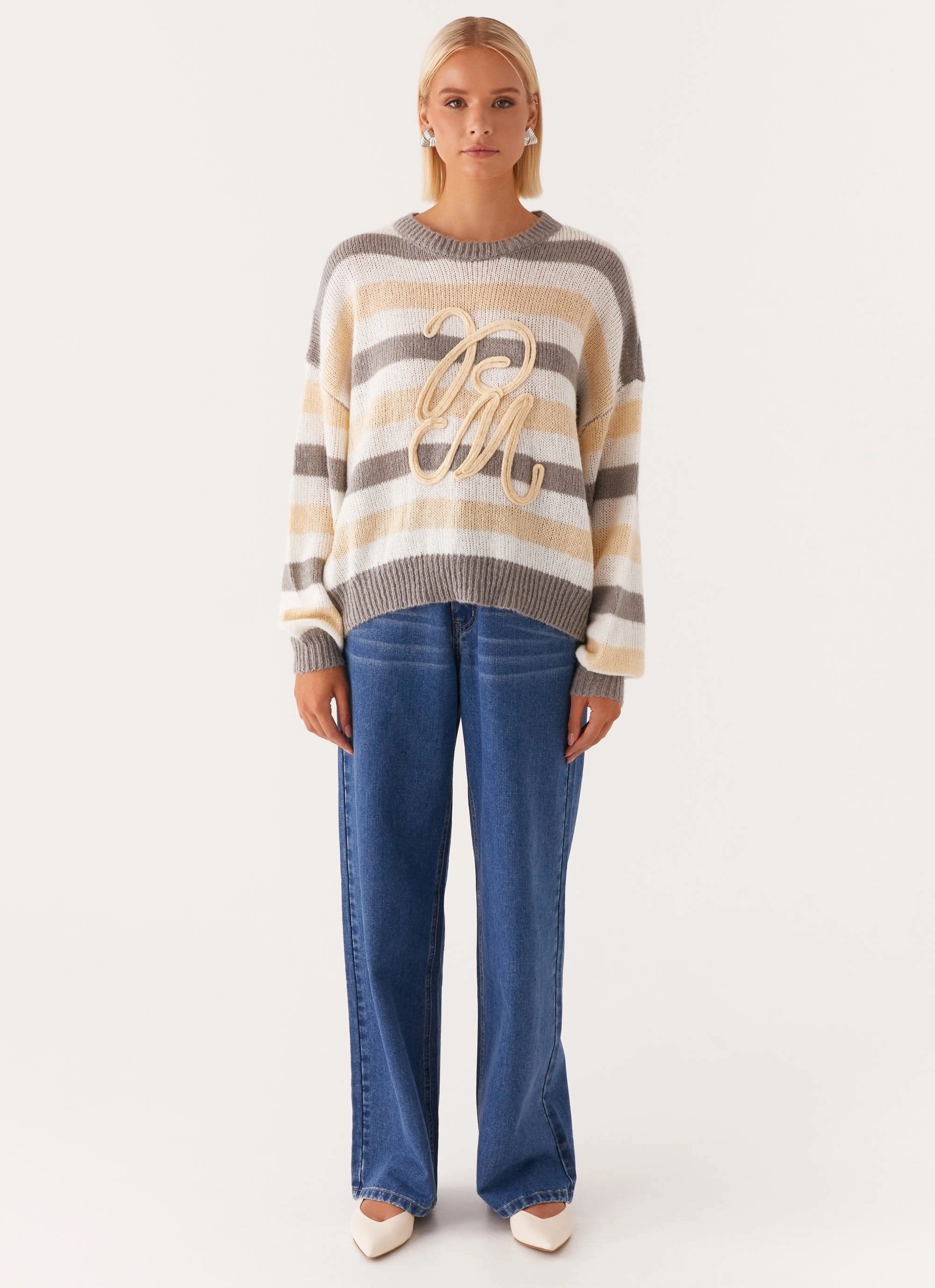 Main Character Oversized Knit Sweater - Stripe
