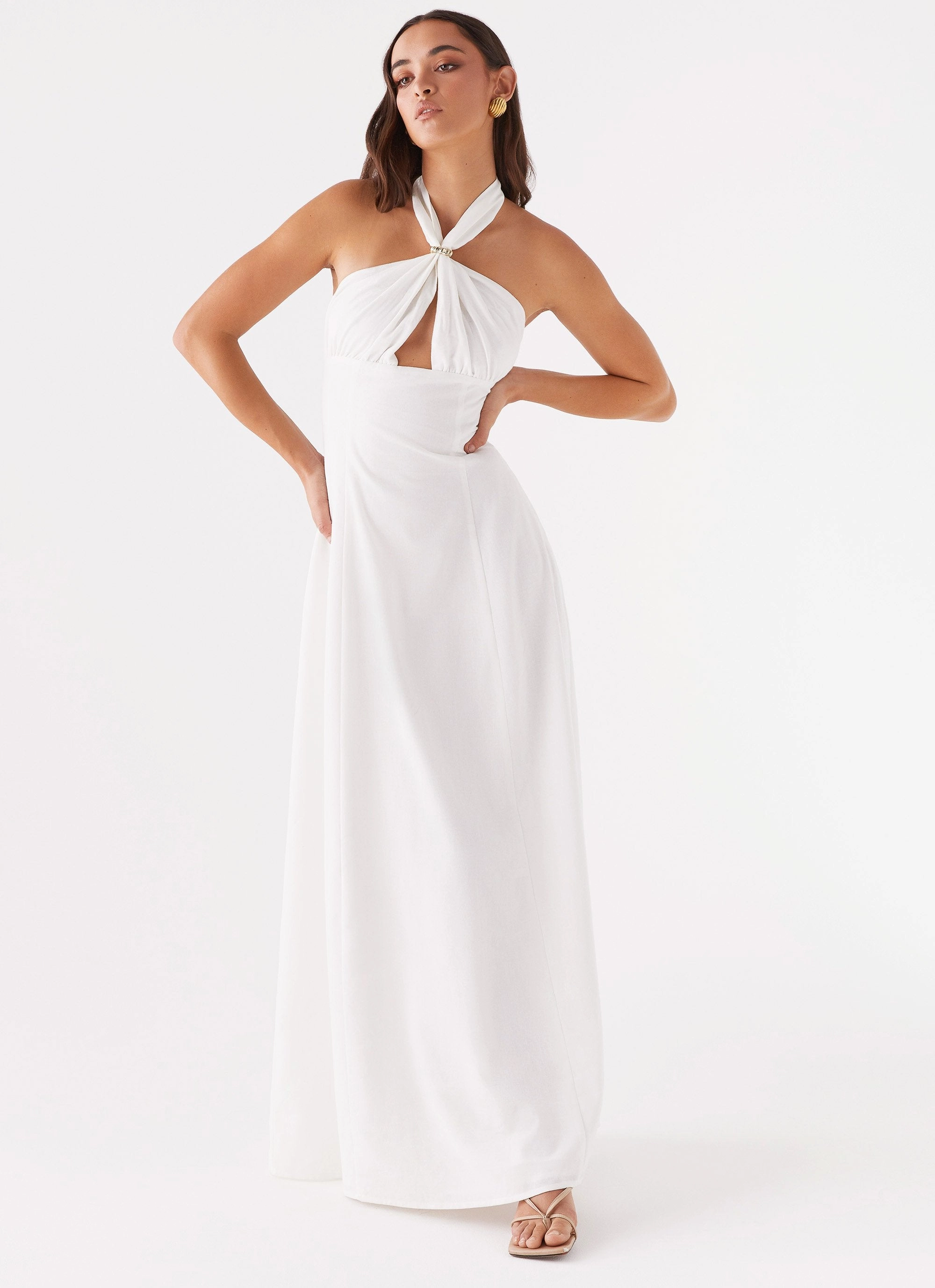Maison Linen Maxi Dress - White