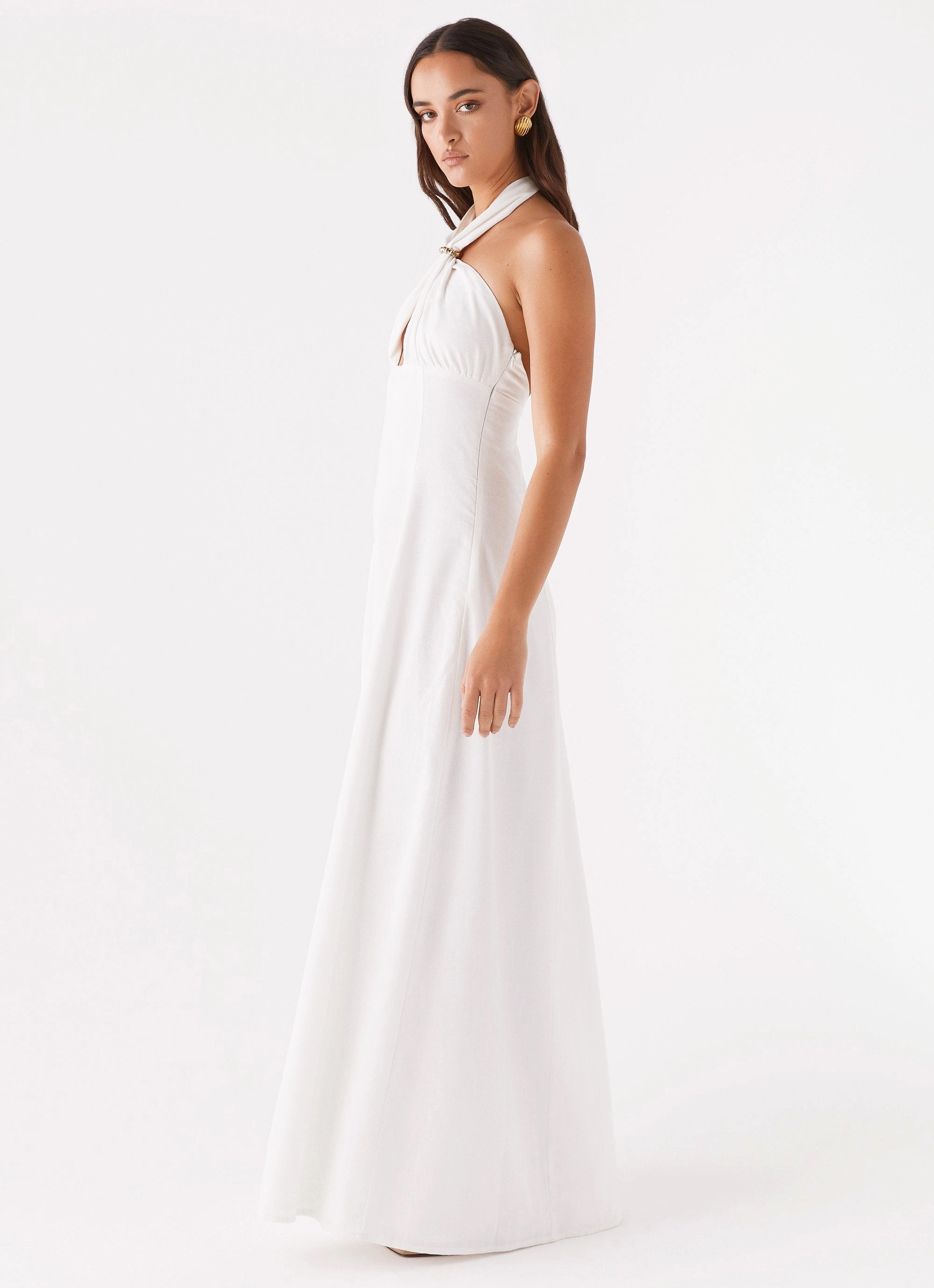 Maison Linen Maxi Dress - White