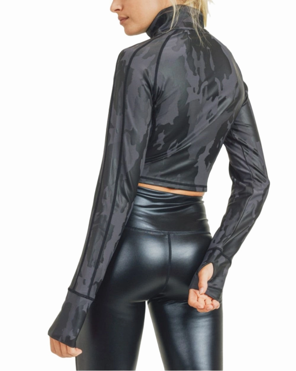 Mono B Camo Foil Cropped Raglan Jacket AJ2913