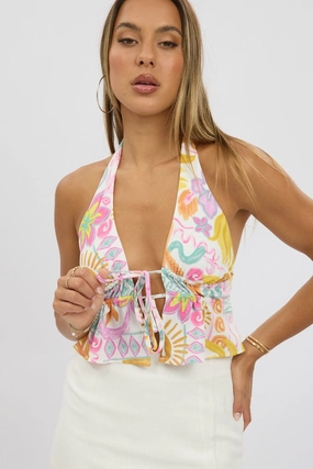 Multi Abstract Halter Top Sleeveless