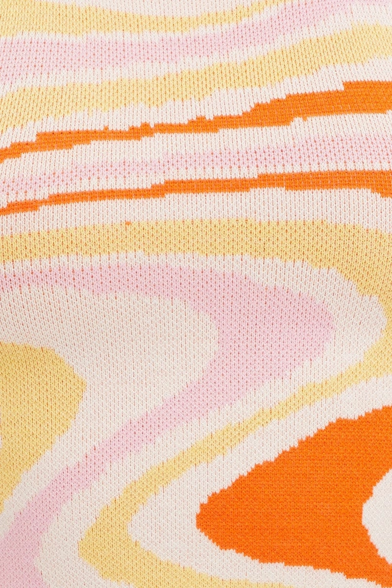 Print Marble Knit Top