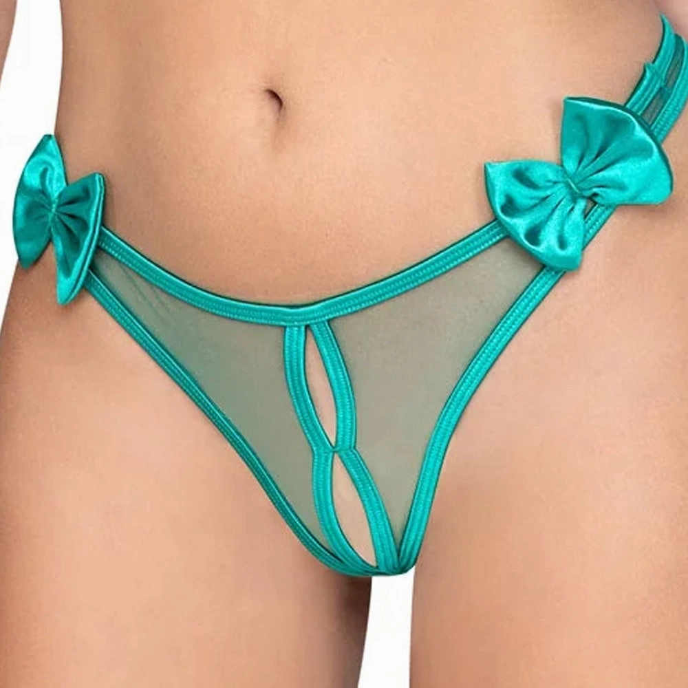 Roma Peek-A-Boo Mesh & Satin Bow Lingerie Set
