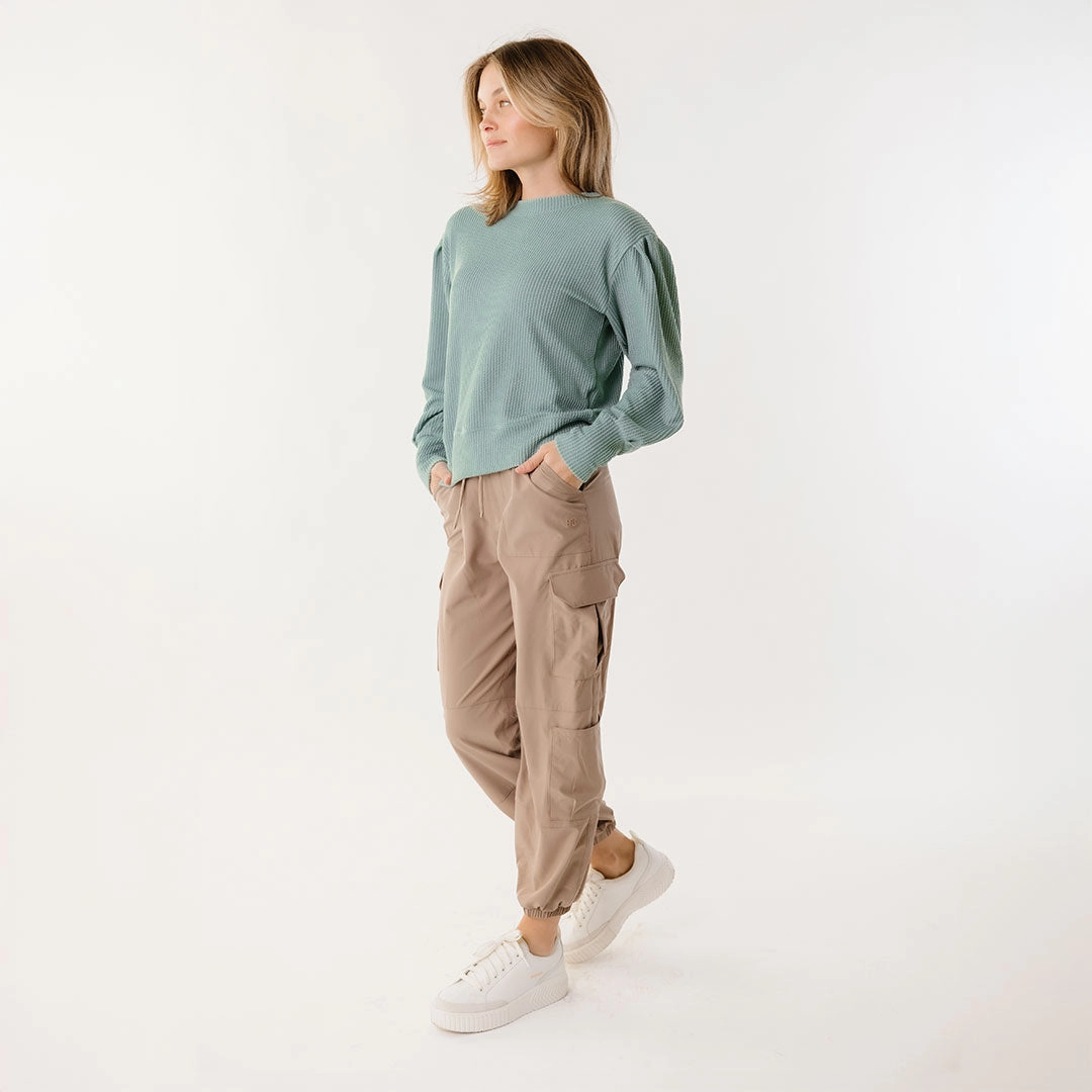 Serena Ribbed Top, Deep Spa