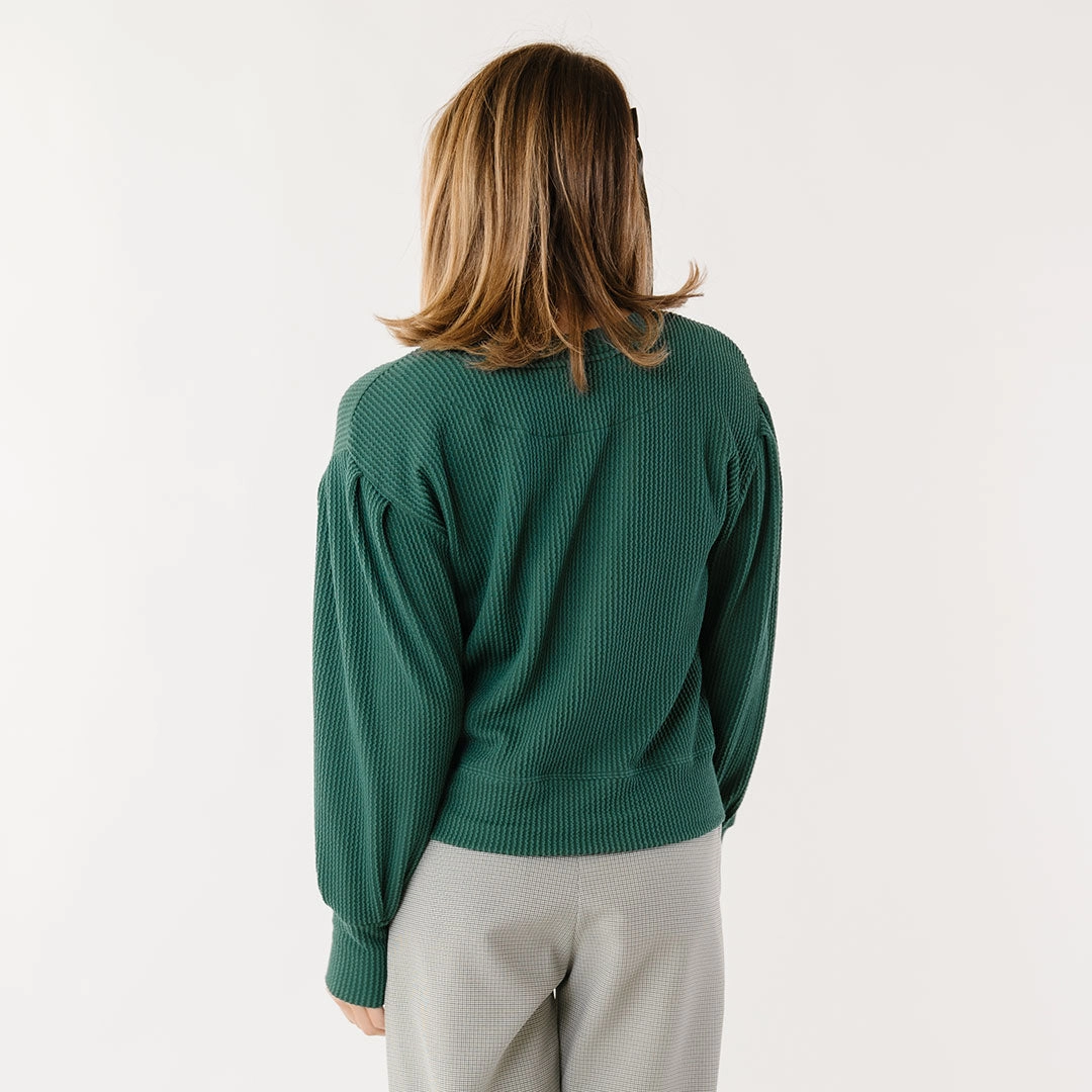 Serena Ribbed Top, Hunter Green
