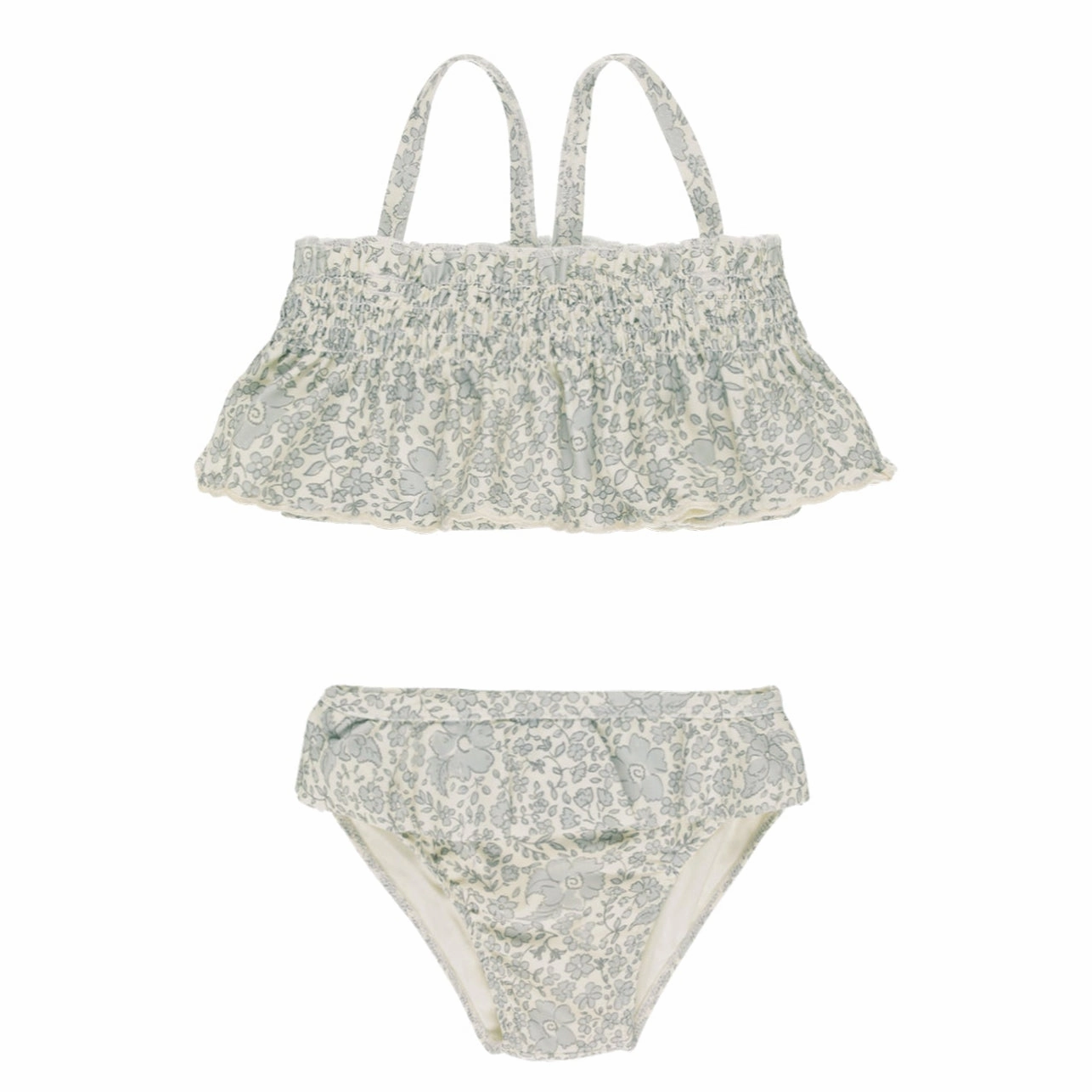 Smocked Ruffle Bikini - Blue Blossom