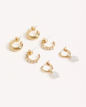 TASMIN 3 PACK EARRINGS - GOLD PLATED 18K