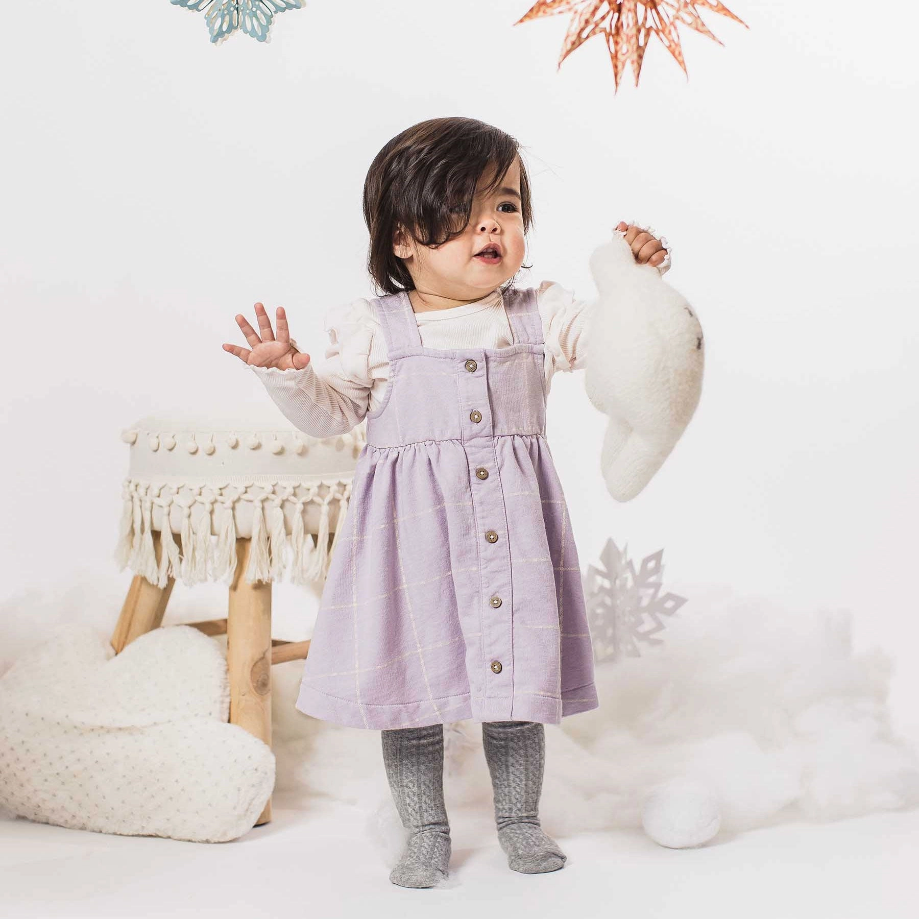 Top and Dress Set - Window Plaid - Flowering Lilac