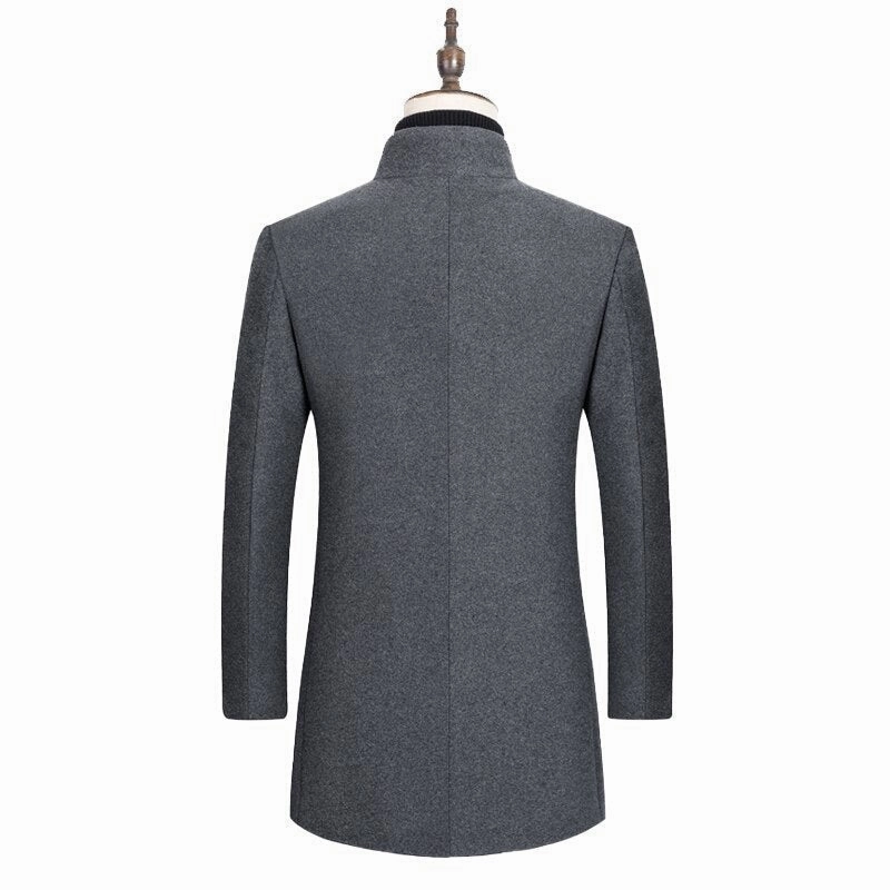 West Louis™ Boutique Stand Collar Woolen Business Long Coat