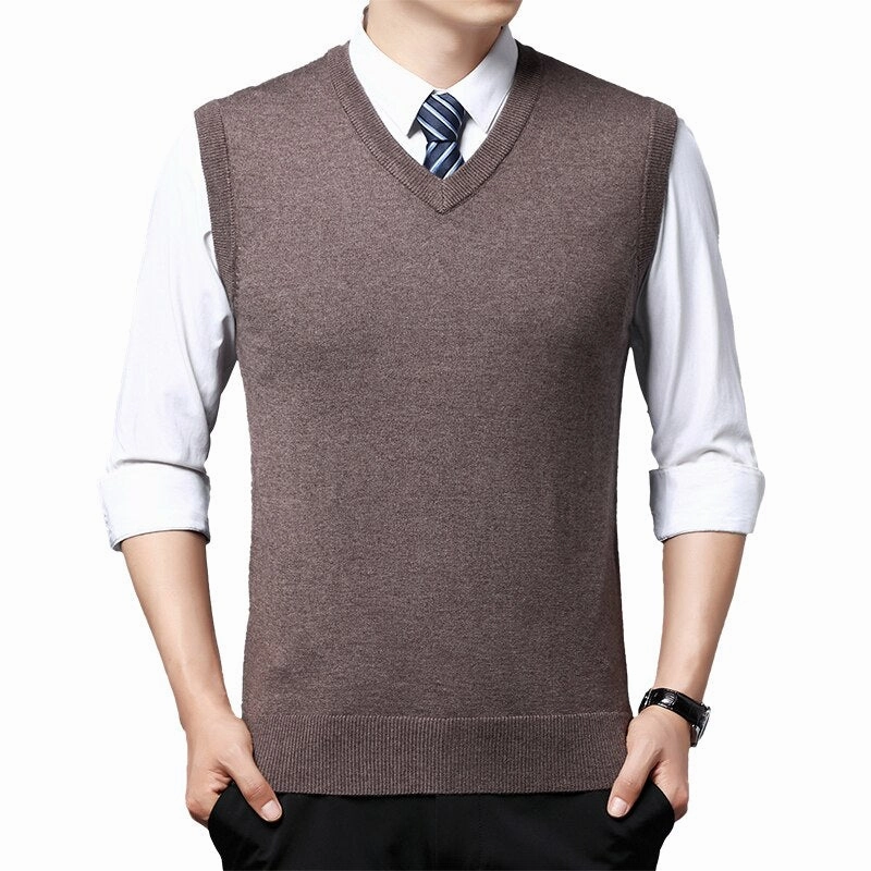 West Louis™ Brand Knitted Wool Sleeveless Vest Pullover Sweater
