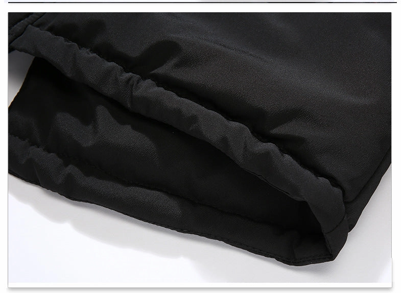 West Louis™ Fur Collar Hooded Black Color Long Parka
