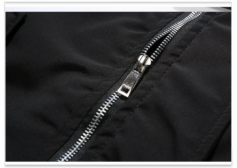 West Louis™ Fur Collar Hooded Black Color Long Parka