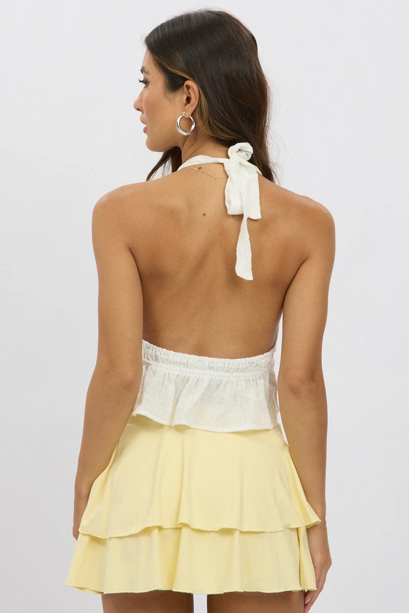 White Tie Front Halter Top Sleeveless