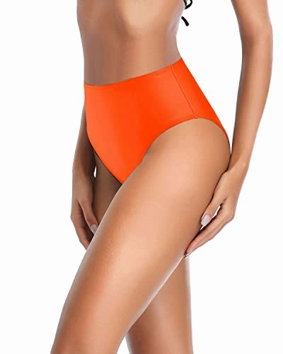 Women's High Rise High Waist Swim Bottoms-Neon Orange